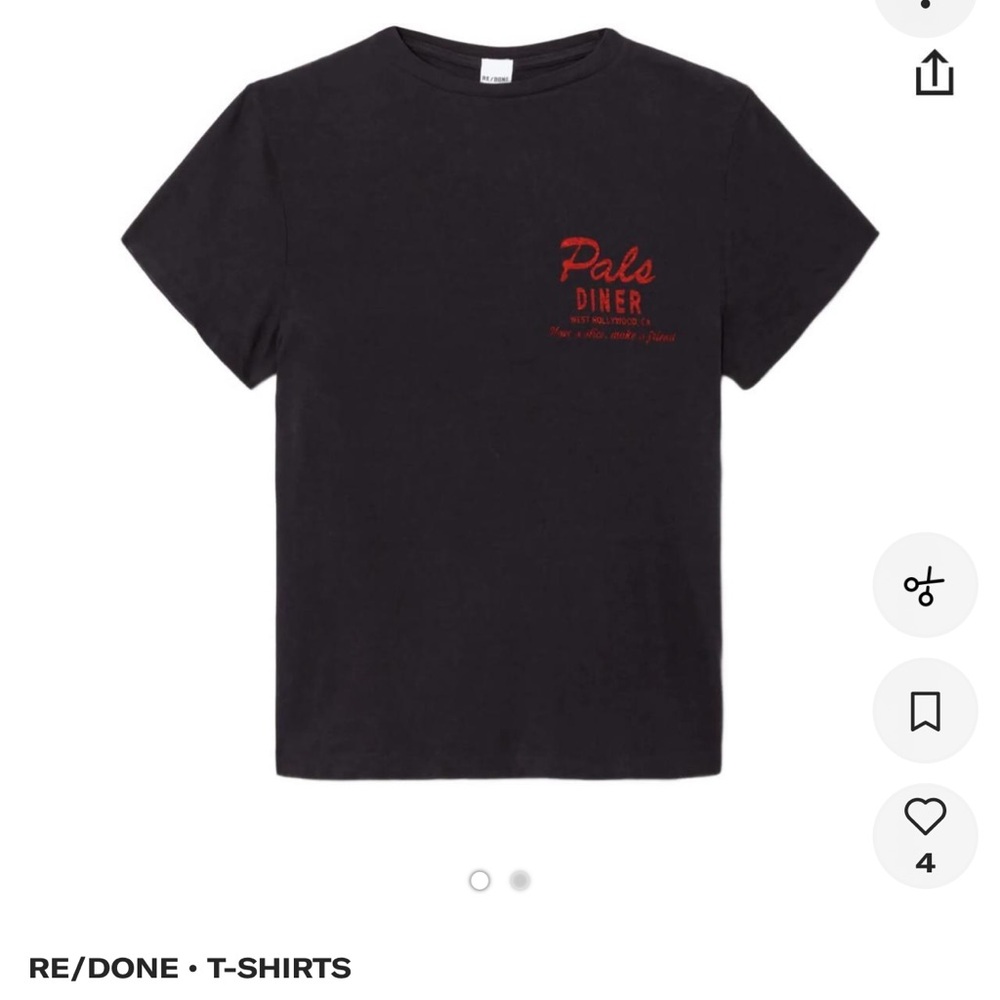 Re/Done Black Tee with Red Cherry Pie Graphic